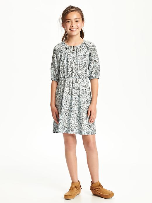 View large product image 1 of 1. Gathered Neckline Floral Dress for Girls