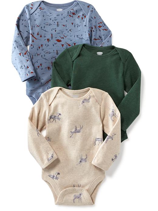 View large product image 1 of 1. Long-Sleeve Bodysuit 3-Pack for Baby
