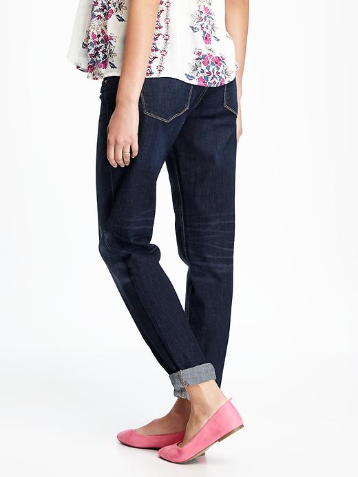 View large product image 2 of 3. Maternity Side-Panel Cropped Boyfriend Jeans