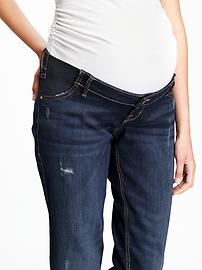 View large product image 3 of 3. Maternity Side-Panel Cropped Boyfriend Jeans