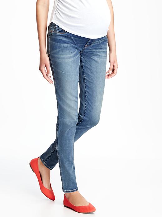 View large product image 1 of 3. Maternity Full-Panel Skinny Rockstar Jeans