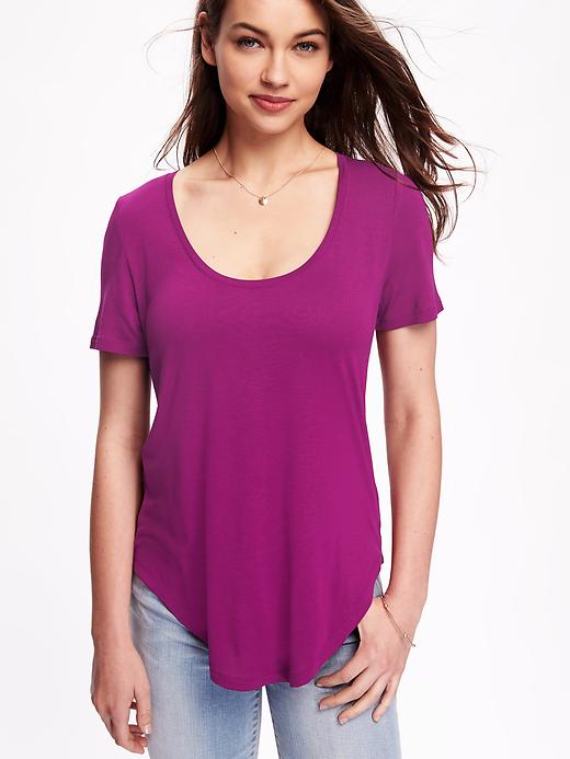 Image number 4 showing, Relaxed Curved-Hem Tee for Women