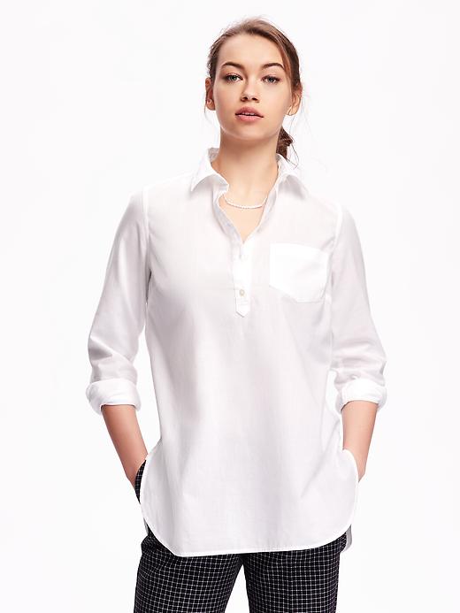 Image number 1 showing, Classic White Popover Tunic for Women