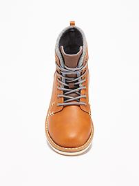 View large product image 3 of 3. Faux-Leather Lace-Up Hiking Boots for Boys