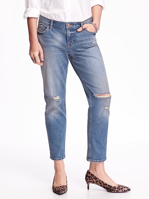 View large product image 1 of 3. Boyfriend Mid-Rise Straight Ankle Jeans for Women