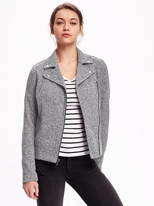 Image number 1 showing, Sweater Fleece Moto Jacket for Women