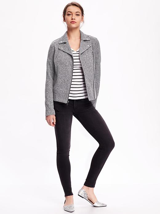 Image number 3 showing, Sweater Fleece Moto Jacket for Women