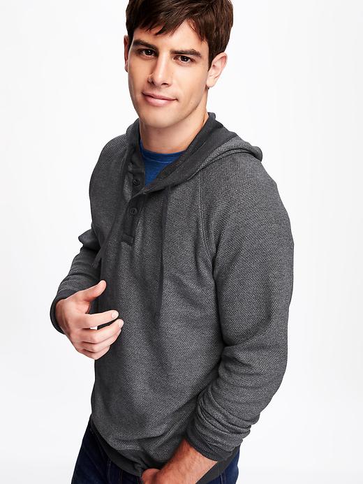 Image number 4 showing, Textured Henley Hoodie for Men