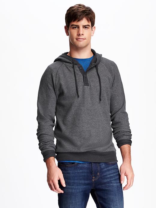 Image number 1 showing, Textured Henley Hoodie for Men