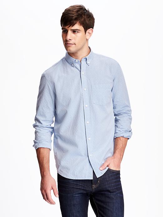 Image number 1 showing, Regular-Fit Dobby-Patterned Shirt For Men
