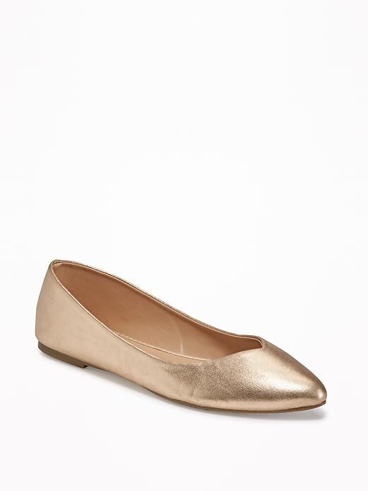 View large product image 1 of 3. Metallic Pointy Flats for Women
