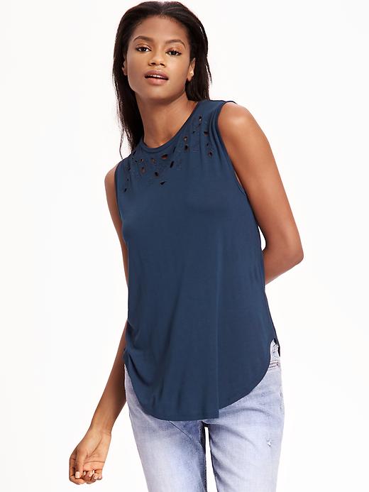 View large product image 1 of 1. Relaxed Cutout Top for Women