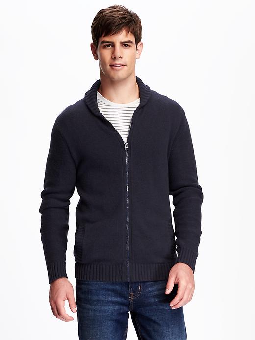 Image number 1 showing, Full-Zip Wool-Blend Sweater for Men