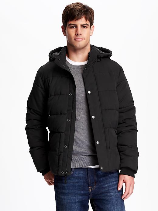 Image number 1 showing, Detachable-Hood Quilted Jacket for Men