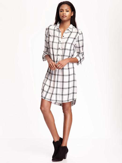 Image number 1 showing, Plaid Shirt Dress for Women
