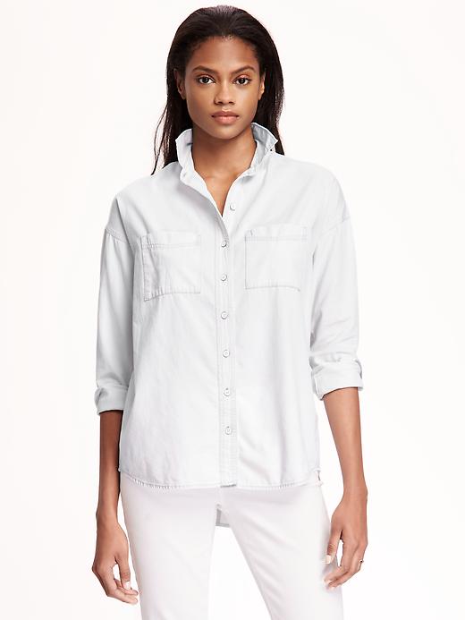 Image number 1 showing, Boyfriend Chambray Shirt for Women