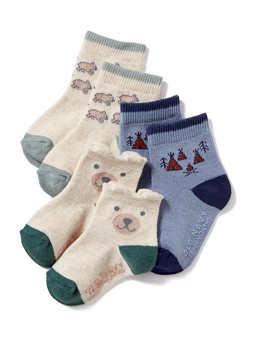 View large product image 1 of 1. Non-Skid Printed Socks 3-Pack for Baby
