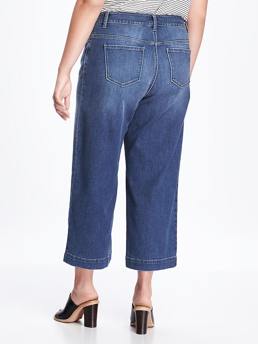 View large product image 2 of 2. High-Rise Plus-Size Denim Culottes