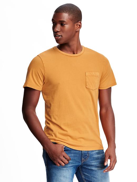 View large product image 1 of 1. Garment-Dyed Crew-Neck Pocket Tee for Men