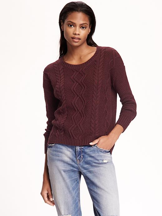 View large product image 1 of 1. Hi-Lo Cable-Knit Sweater for Women