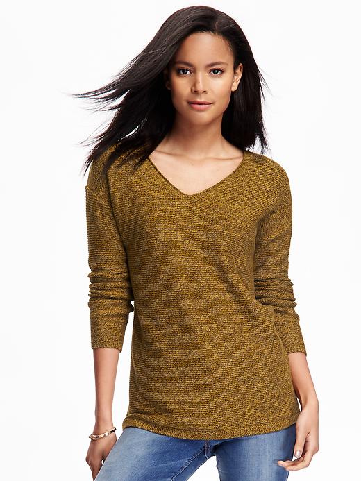 View large product image 1 of 1. Marled V-Neck Tunic Sweater for Women
