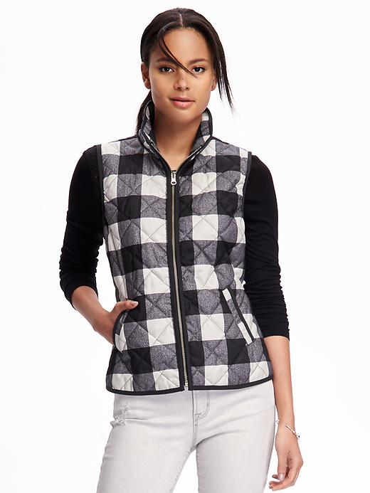 Image number 1 showing, Quilted Plaid Vest for Women