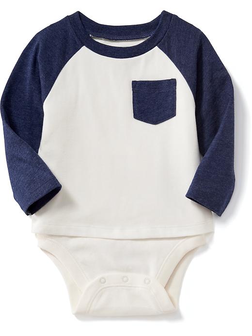 View large product image 1 of 1. 2-in-1 Raglan-Sleeve Bodysuit for Baby