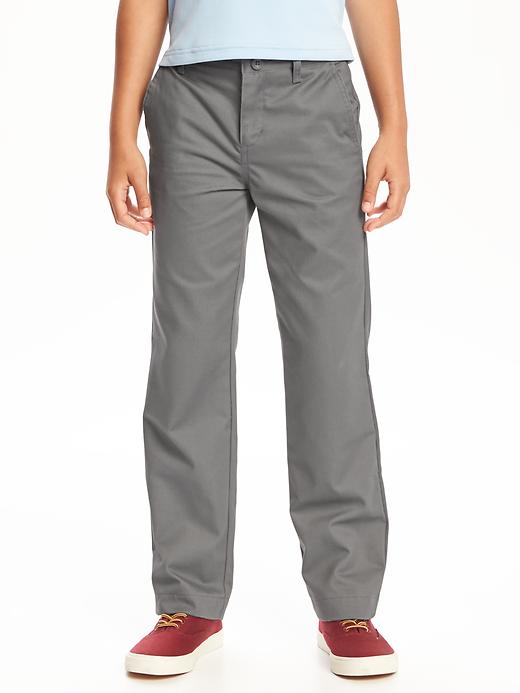 View large product image 1 of 1. Flat-Front Straight Uniform Khakis for Boys