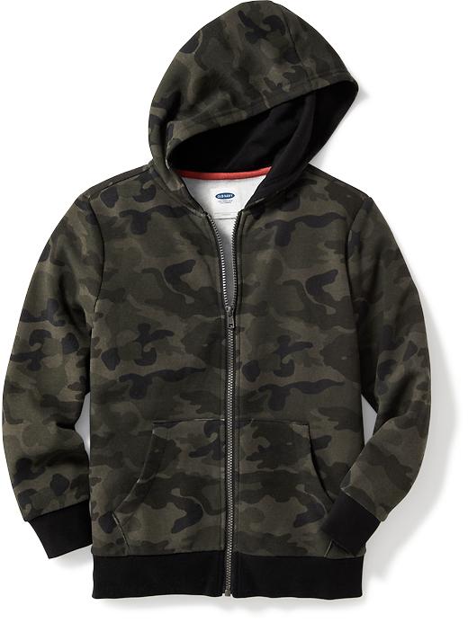 View large product image 1 of 1. Full Zip Fleece Camo Hoodie For Boys