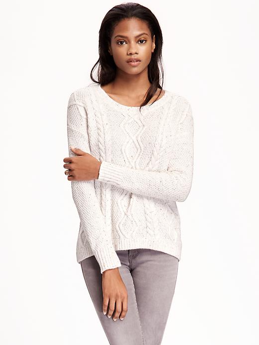 Image number 1 showing, Hi-Lo Cable-Knit Sweater for Women