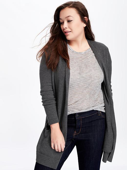 Image number 4 showing, Long Open-Front Plus-Size Cardi
