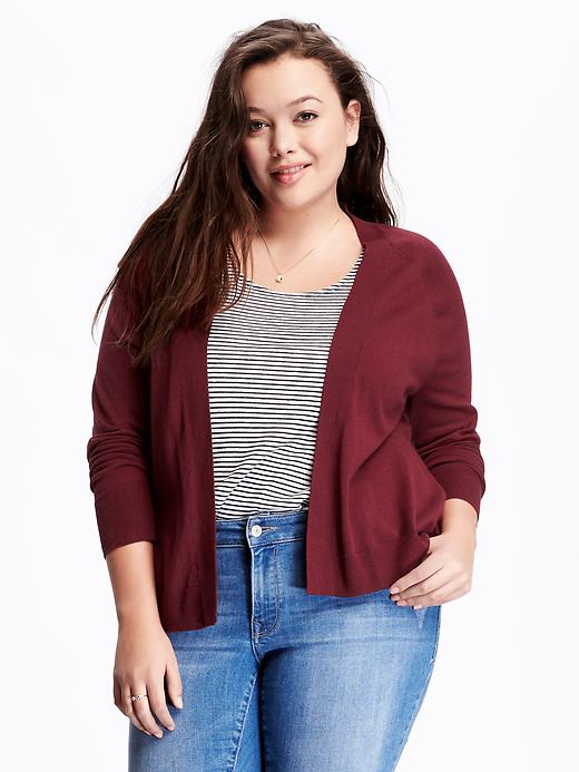View large product image 1 of 1. Lightweight Plus-Size Open-Front Cardi for Women
