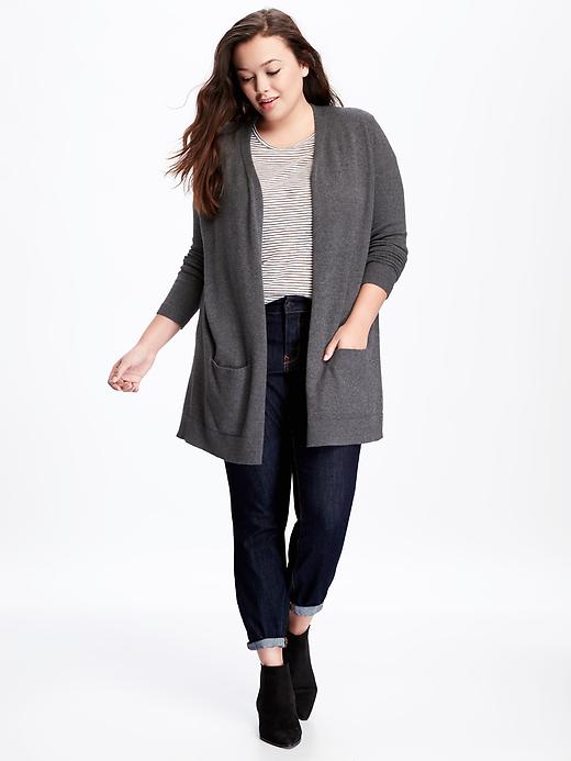 Image number 3 showing, Long Open-Front Plus-Size Cardi