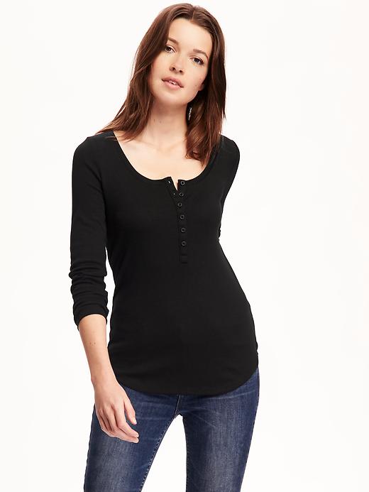 Image number 1 showing, Rib-Knit Henley for Women