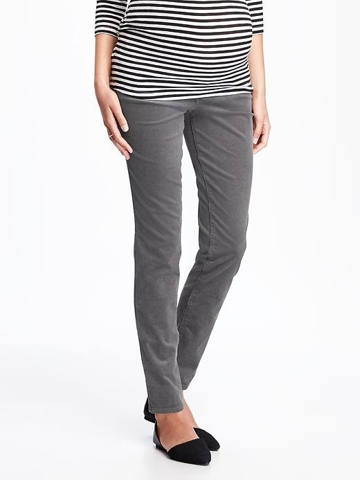 View large product image 1 of 1. Maternity Full-Panel Skinny Rockstar Cords