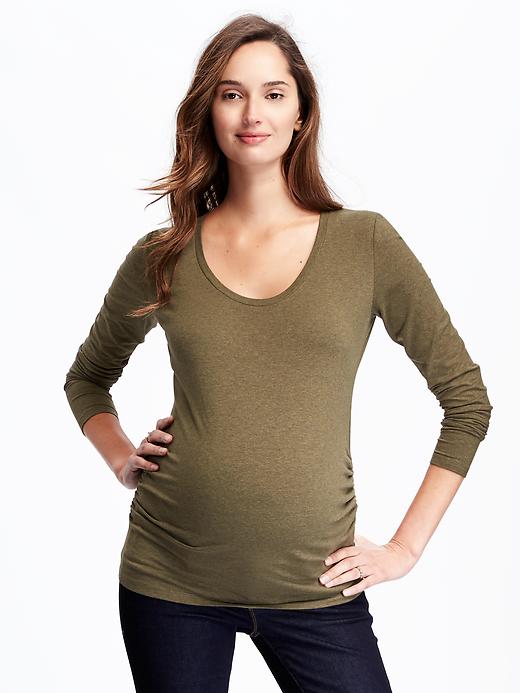 Image number 1 showing, Maternity Scoop-Neck Shirred Tee