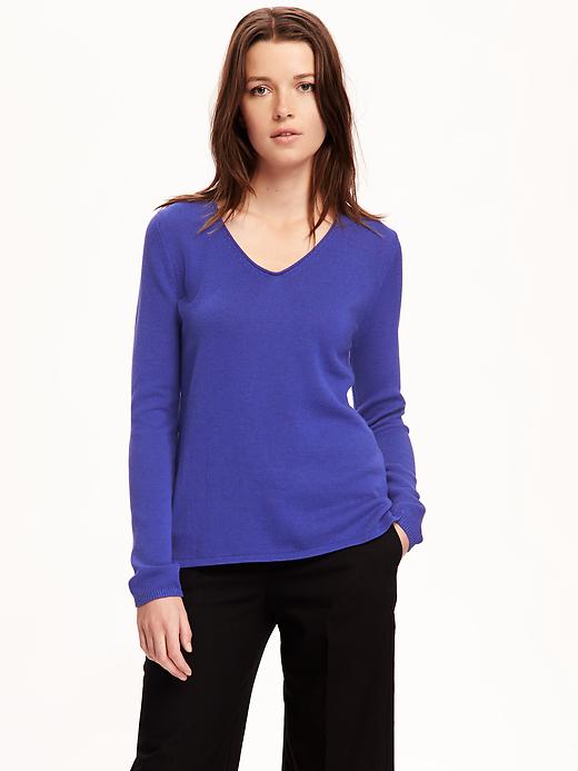 Image number 3 showing, Classic V-Neck Sweater for Women