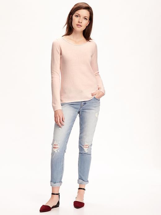 Image number 3 showing, Classic Marled Crew-Neck Sweater for Women