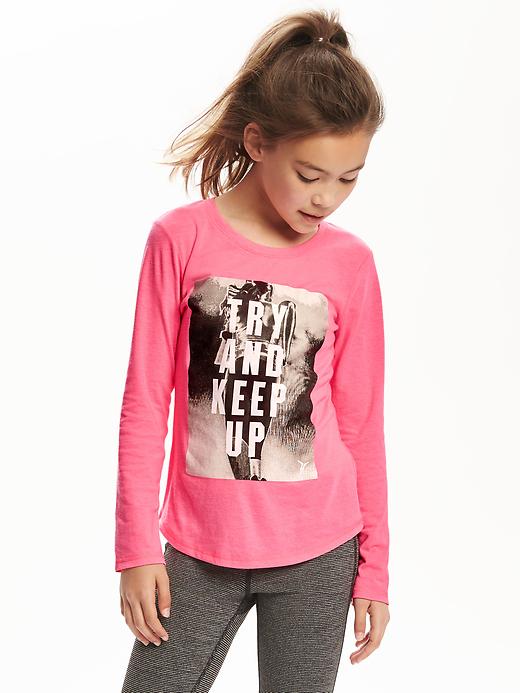 View large product image 1 of 2. Relaxed Go-Dry Graphic Tee for Girls