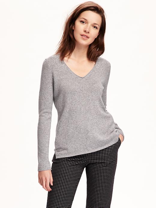 View large product image 1 of 1. Classic Marled V-Neck Sweater for Women