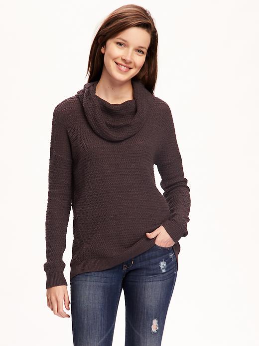 Image number 1 showing, Textured Cowl-Neck Sweater for Women