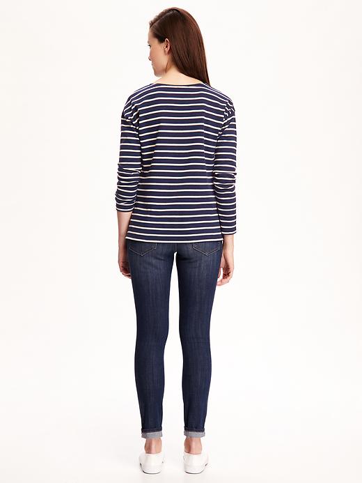 Image number 2 showing, Relaxed Heavy-Knit Boat-Neck Tee for Women