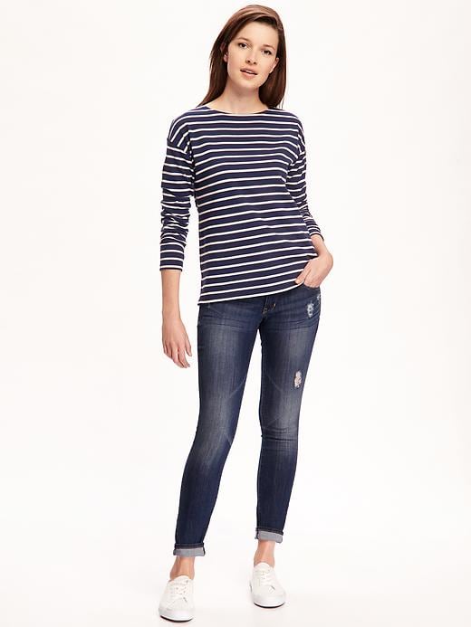 Image number 3 showing, Relaxed Heavy-Knit Boat-Neck Tee for Women