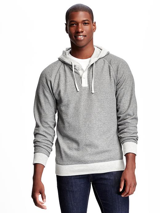 View large product image 1 of 1. Textured Henley Hoodie for Men