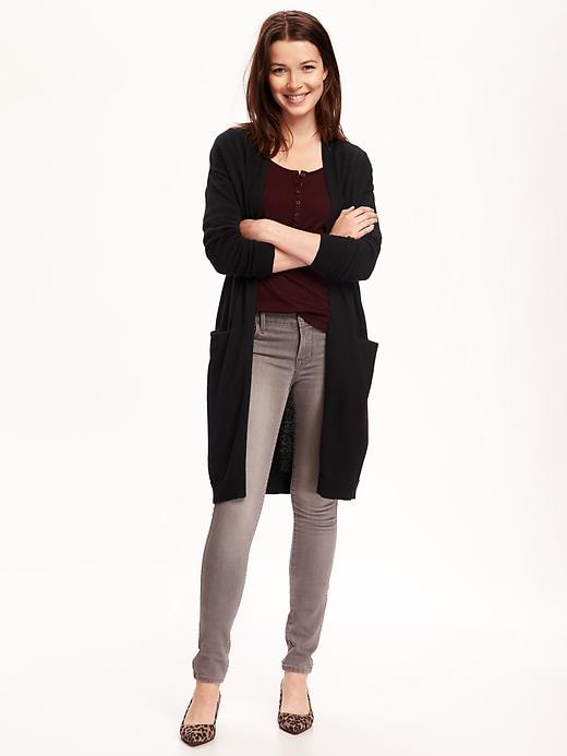 View large product image 1 of 1. Relaxed Open-Front Long Sweater for Women