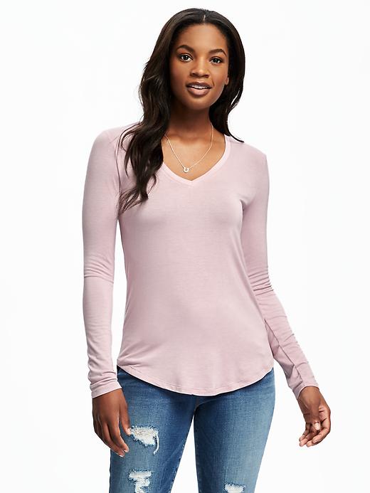 Image number 1 showing, V-Neck Layering Tee for Women