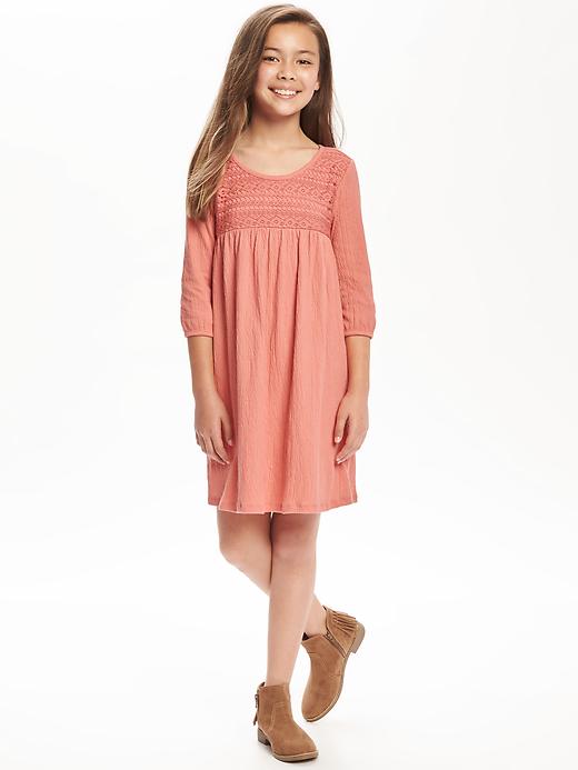 View large product image 1 of 1. Swing Crochet-Yoke Dress for Girls
