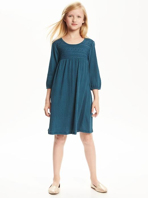 View large product image 1 of 1. Swing Crochet-Yoke Dress for Girls