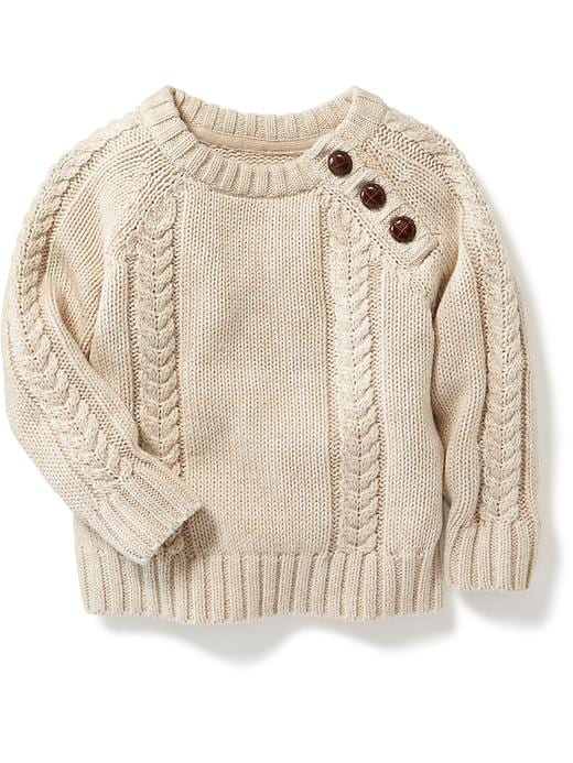 View large product image 1 of 1. Cable-Knit Raglan-Sleeve Sweater for Toddler