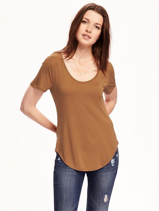 View large product image 1 of 1. Relaxed Curved-Hem Tee for Women